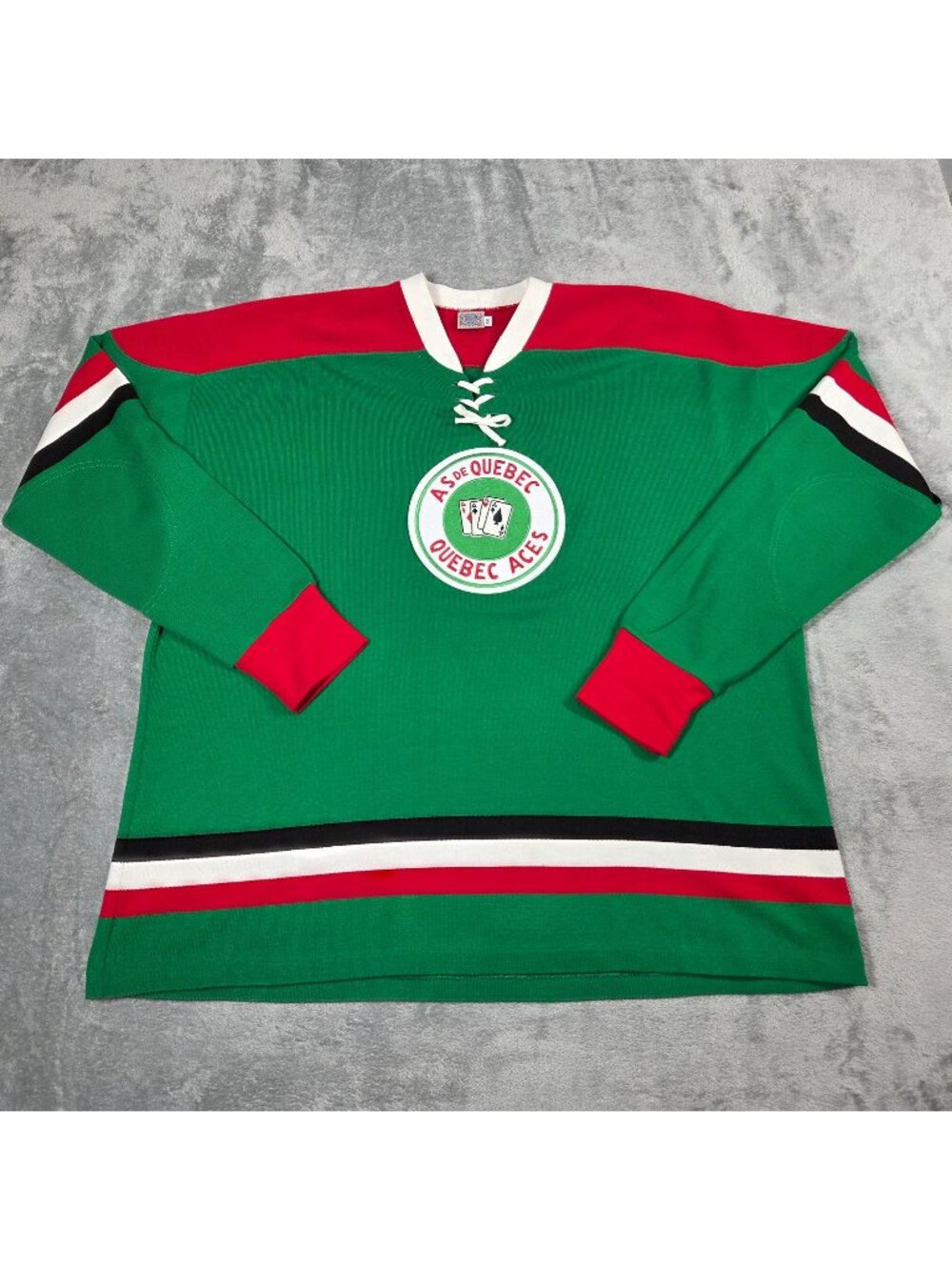 Quebec Aces Jersey Mens XXL Green Ebbets Field Flannels Retro Hockey Beliveau #9